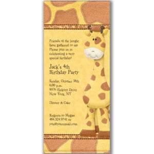 Jungle Giraffe Invitations Birthday Party Zoo Safari  
