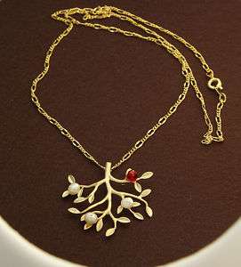 Gold Tree Pearl Gold Plated Necklace Pendant Handmade  