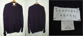 GEOFFREY BEENE Mens L Purple Golf Sweater Acrylic Cardigan Top  