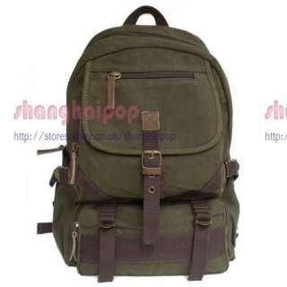 Green/Khaki Retro Canvas Rucksack Backpack Bag Army New  