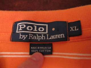   Mens Cool Bright Orange Stripped Polo Impress Shirt Sz XL SEE  