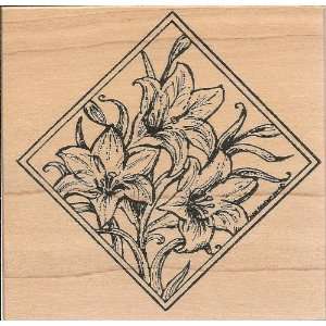 Diamond Frame Easter Lily Flowers Wood Mounted Rubber 