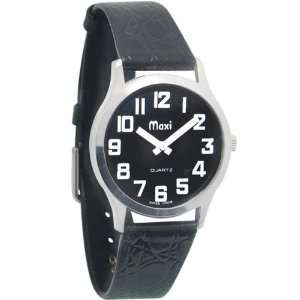   Low Vision Watch Black Face Leather Band
