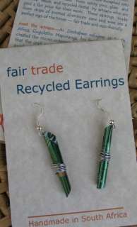 African Jewelry Recycled Wire Earrings Tin Can SA LONG  