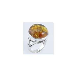  Barse Sterling Silver Round Amber Ring, 8 Jewelry