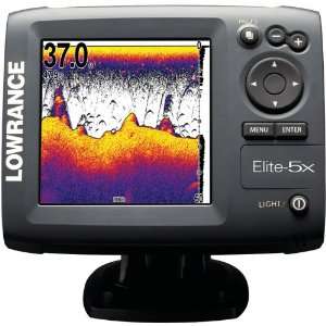  LOWRANCE ELITE 5X FISHFINDER COLOR 83/200 TRANSOM MOUNT GPS 
