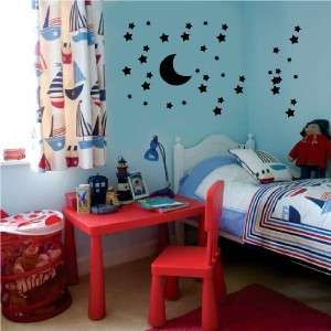 Moon Stars Vinyl Wall Stickers Decals Childs Room Decor  