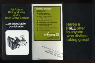 Vintage 1960s Ariens Riding Lawn Mower Sales Brochure  