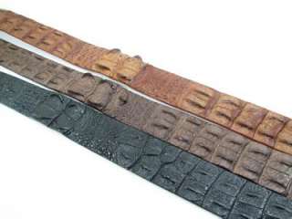 Genuine Brown Crocodile Hornback Skin Leather Mens Belt  