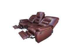   Style Dark Red Leather Reclining Three Seats Chair Sofa TWK2272  