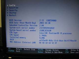 IBM T41 Thinkpad Laptop Intel Pentium M @ 1.70 GHz  