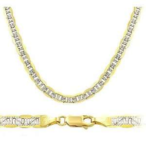 14k Multi Tone Gold Chain Mariner Necklace Pave Solid Links 4.3mm , 18 