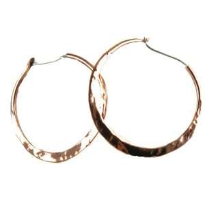   Copper Toned 925 Sterling Silver Hammered Hoop 28 mm Earrings   Comes