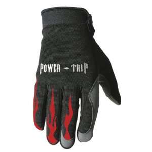   Power Crew Mens Motorcycle Gloves Black/Red Extra Large Automotive