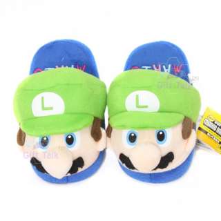 Super Mario Bros Kids Luigi Grn Plush Slipper Slippers  