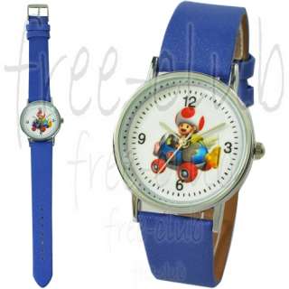 SUPER MARIO BROS. Toad Kart Blue Satin Wrist Watch  