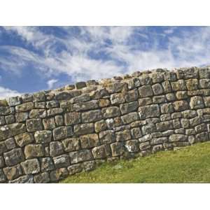 Portion of Original Hadrians Wall, Chisel Marks Visible on Some Stones 