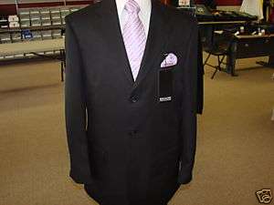 Mens Three Button Traditional Black Suit in sizes 52R  