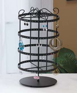 16 Hook Black Rotating Revolving Jewelry Rack Holder Stand  