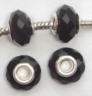 20 Murano Black Glass Crystal Beads Fit Charm Bracelet  