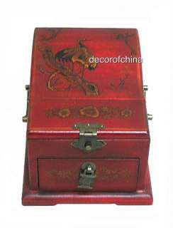 Chinese Red Painted Jewelry Box w/Mirror Drawer NO02 03  