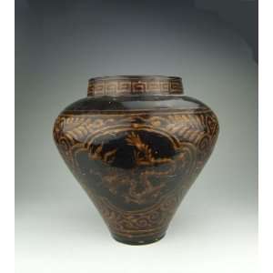  One Jizhou Ware Black Glaze Porcelain Vase, Chinese Antique 