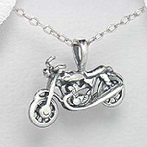 Silver Motorcycle Harley Biker Pendant Necklace Jewelry  