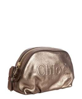 Chloe old silver leather logo cosmetic case