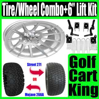 EZGO Golf Cart Lift Kit Silver 12 Wheel and Tire Combo  
