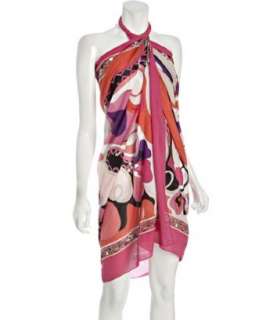 Emilio Pucci hot pink floral printed cotton pareo coverup   up 
