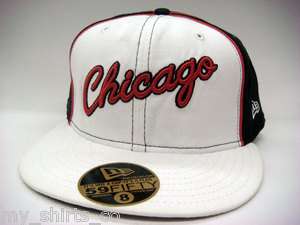 Chicago Vintage White Black Red NBA New Era Fitted Cap  