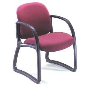   Sled Base Guest Chair Burgundy Fabric/Black Frame