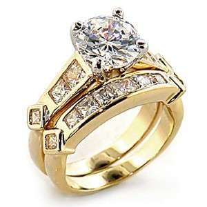   Round Princess Cut Created Diamonds Engagement Wedding Ring Set  