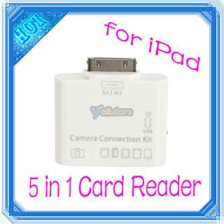 White 5 in 1 USB Camera Connection Kit SD HC Card Reader for Apple 