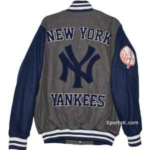    New York Yankees Grey Wool Varsity Jacket: Sports & Outdoors