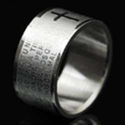 8mm Bible Men Ring Cross Surgical Stainless Steel 316L  