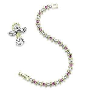   Curve Crystal October Birthstone Bracelet and Angel Pin Jewelry