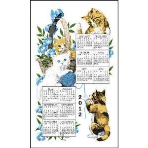   : Curious Kittens Linen Kitchen Towel Calendar 2012: Office Products