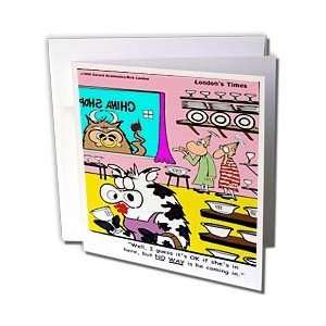 Londons Times Funny Cow Cartoons   Bull In China Shop   Greeting Cards 