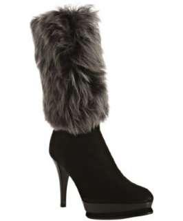 Stuart Weitzman black suede Yetala fur trim boots   up to 70 