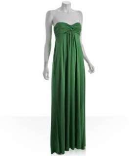 Tibi green silk jersey strapless long dress  BLUEFLY up to 70% off 