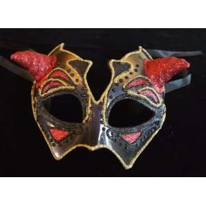   Mask Diablo with Horns Masquerade Fancy Mardi Gras Halloween Costume