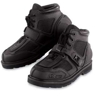  Icon Mens Field Armor Chukka Motorcycle Boots Black 10.5 