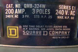Square D QMB 324 Series E1 Fusible Disconnect  