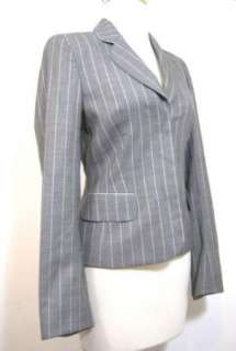 ESCADA Womens Gray with Green Pin Striped NEW WOOL Blazer Jacket sz 34 