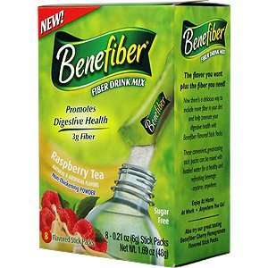 Benefiber Fiber Drink Mix Raspberry Tea Flavor 8 Packets per Box (2 