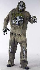 Skeleton Zombie Mask Adult Mens Plus Size Costume NEW  