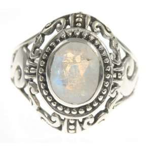   925 Sterling Silver RAINBOW MOONSTONE Ring, Size 7.75, 6.28g Jewelry