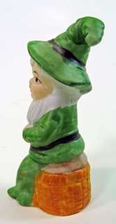 Green Leprechaun Elf Pixie Ceramic Porcelain Figurine  