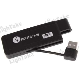 High Speed USB 2.0 4 Port Hub Black for Laptop PC  